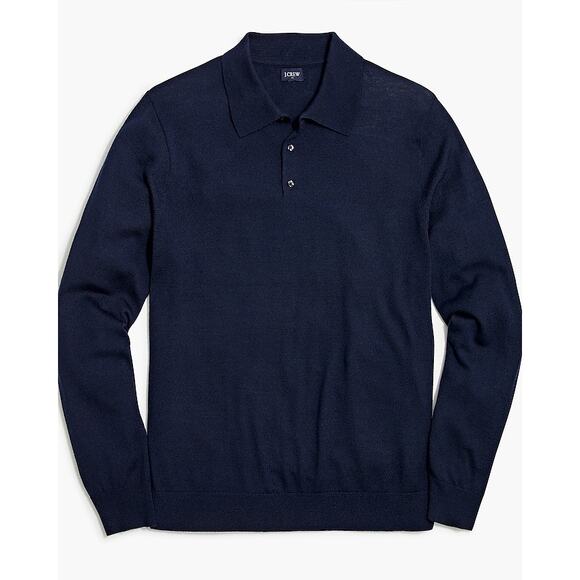 J.Crew Merino Wool Blend Sweater Polo Navy Small NWT - Picture 1 of 9